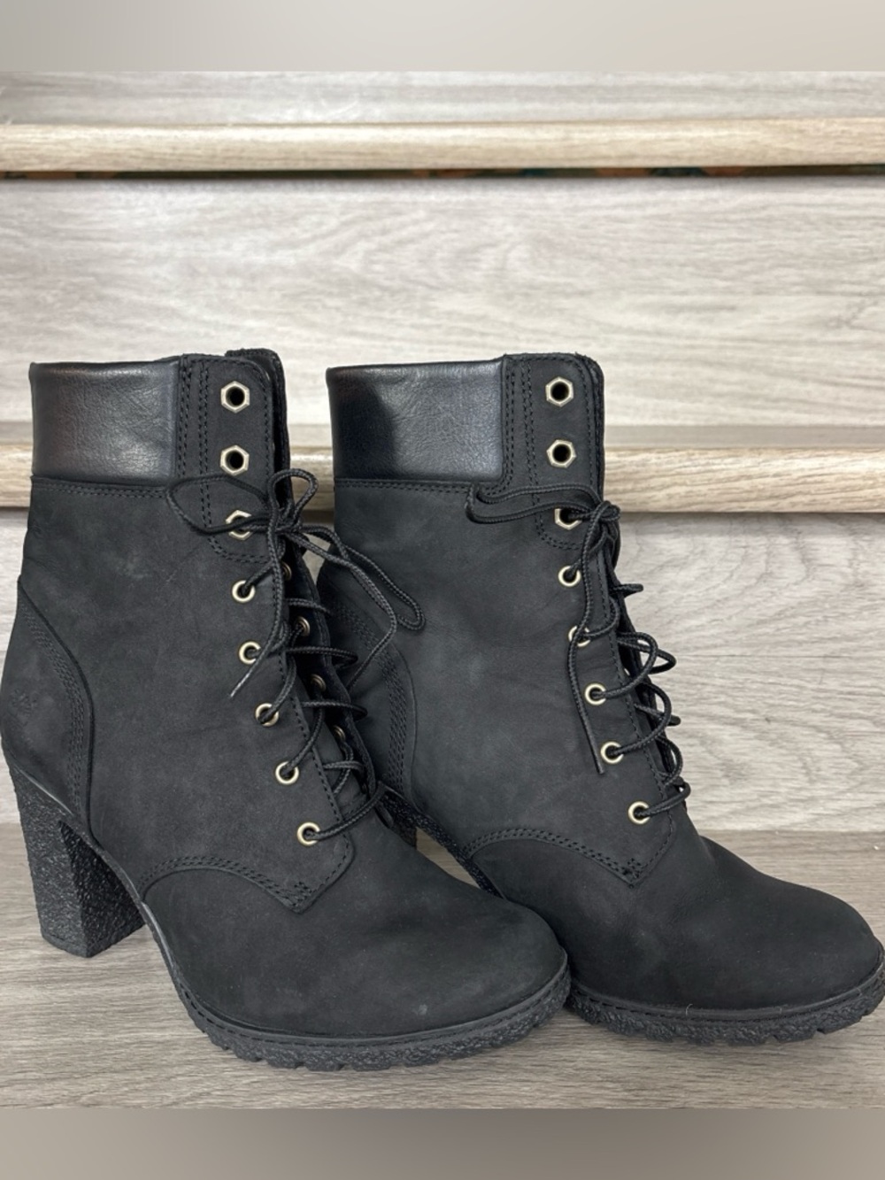 Black Timberland Lace Up Ankle Boots